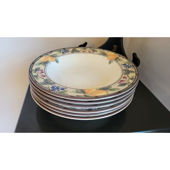 (Qty 6) Mikasa Intaglio GARDEN HARVEST Rimmed Bowls CAC29 Stoneware 9 3/8" D - Picture 11 of 15